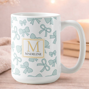 Personalisierter blauer Schleifenname für Mädchen, Kaffeetasse