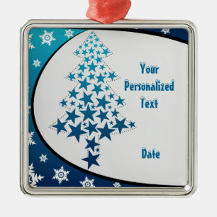 Personalisierter Blauer Schneeflocken Ornament Aus Metall