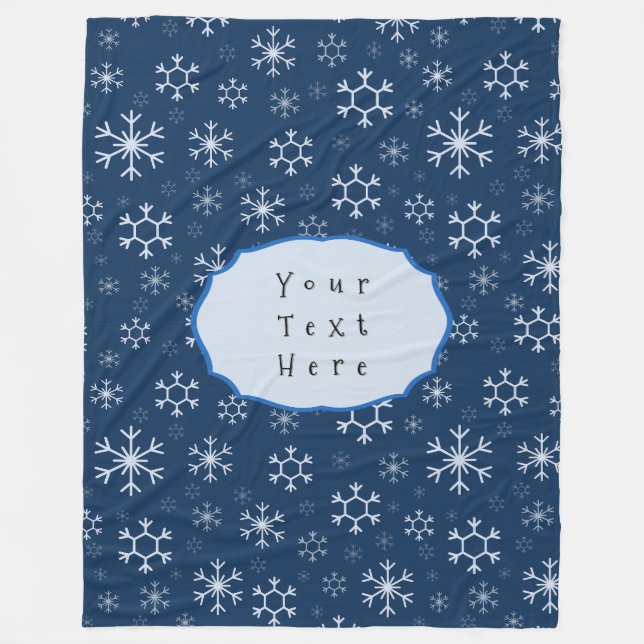 Personalisierter blauer Schneestern-Winter Fleecedecke (Vorderseite)