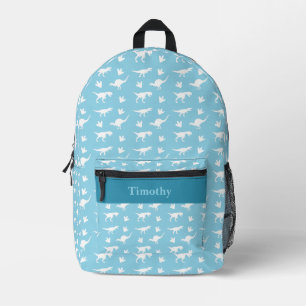 Personalisierter blauer und weißer Dinosaurier Bedruckter Rucksack