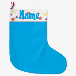 Personalisierter blauer Weihnachtskids-Strumpf Großer Weihnachtsstrumpf