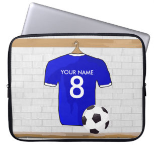 Personalisierter blauer weißer Fußball-Fußball Laptopschutzhülle