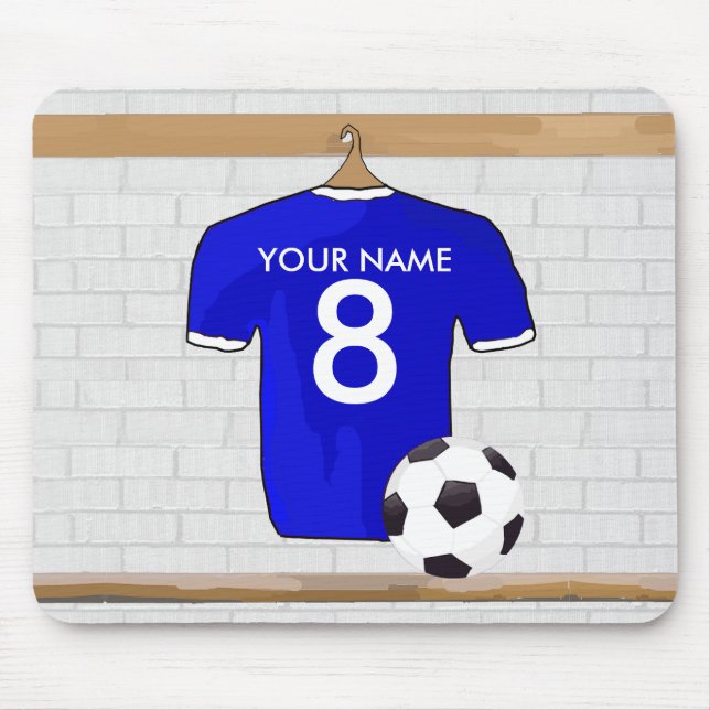 Personalisierter blauer weißer Fußball-Fußball Mousepad (Vorne)
