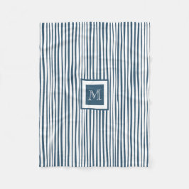 Personalisierter blauer weißer Streifen Fleecedecke