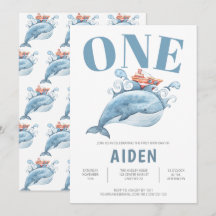 Personalisierter Blauer Whale der ersten Geburtsta