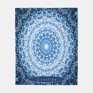Personalisierter Blaustein Mandala Fleecedecke