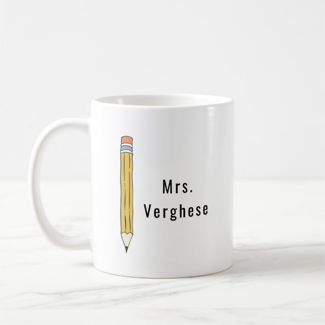 Personalisierter Bleistift-Lehrer Kaffee Kaffeetasse (Links)