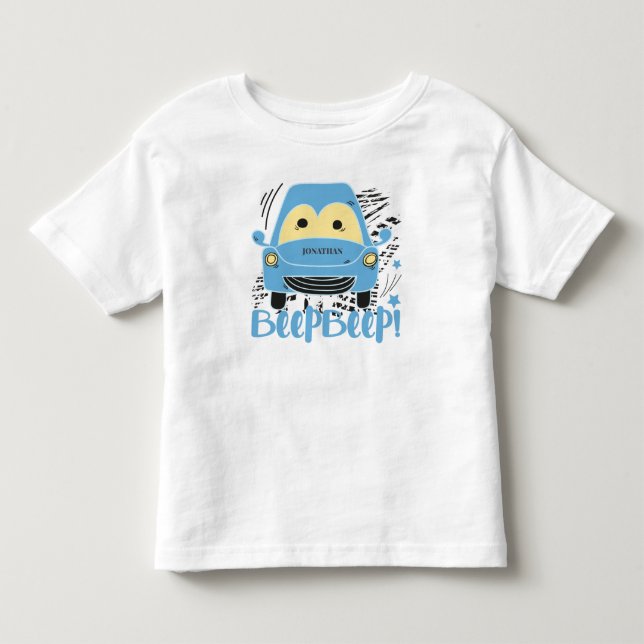 Personalisierter Blue Car Beep Beep Kleinkind T -  Kleinkind T-shirt (Vorderseite)