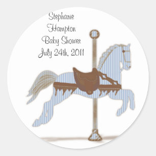 Personalisierter Blue Carousel Horse Sticker