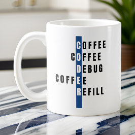 Personalisierter Blue Coffee Debug Refill Coder Kaffeetasse
