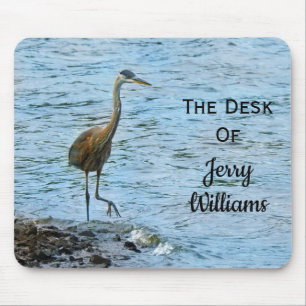 Personalisierter Blue Heron Fishing Mousepad