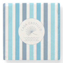 Personalisierter Blue Stripe Stone Untersetzer