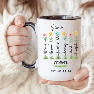 Personalisierter Blumen-Affirmations-Becher für Er Kaffeetasse