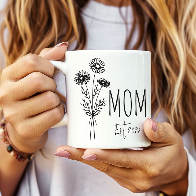 Personalisierter Blumen-Mutter-Becher für neue Müt Kaffeetasse (Mother's Day gift for mom, New mom baby shower gift, Mommy birthday gift, Christmas gift for mama)