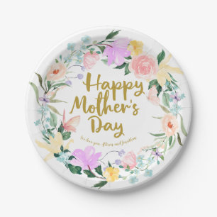 Personalisierter Blumen-Muttertags-Brunch Pappteller
