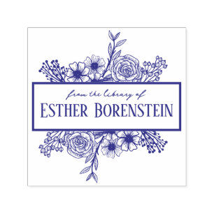 Personalisierter Blumen-Namen-Stempel für Bücher Permastempel