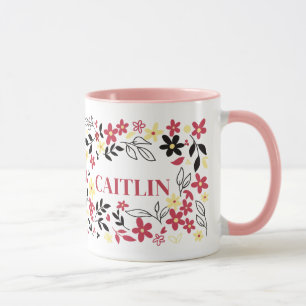 Personalisierter Blumen-Namensbecher – Individuell Tasse