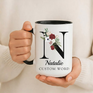 Personalisierter Blumenalphabet-Tasse-Geschenk für Tasse