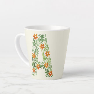 Personalisierter Blumenbrief A mit orangen Blume Milchtasse