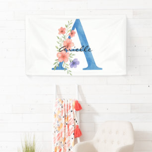 Personalisierter Blumenbrief A monogramm Banner