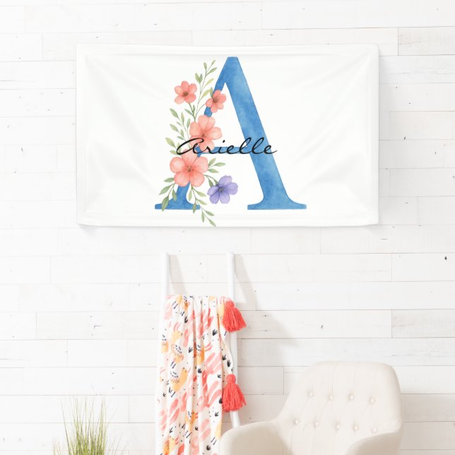 Personalisierter Blumenbrief A monogramm Banner (Insitu)