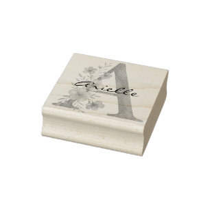 Personalisierter Blumenbrief A monogramm Gummistempel