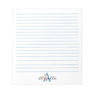 Personalisierter Blumenbrief A monogramm Notizblock