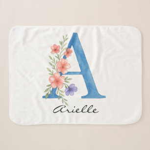 Personalisierter Blumenbrief A monogramm Sherpadecke