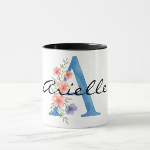 Personalisierter Blumenbrief A monogramm Tasse