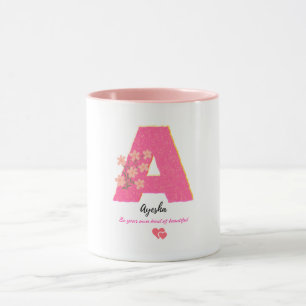 Personalisierter Blumenbuchstabe A Becher / elegan Tasse