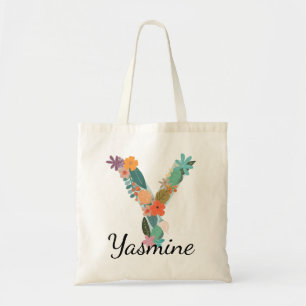 Personalisierter Blumenbuchstabe Y Benutzerdefinie Tragetasche