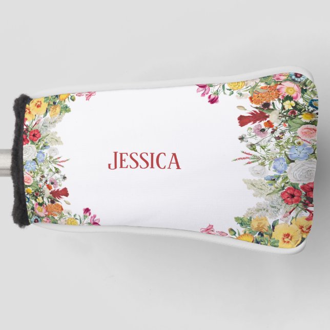 Personalisierter Blumengarten Farbige Blume Golf Headcover (Vorderseite)