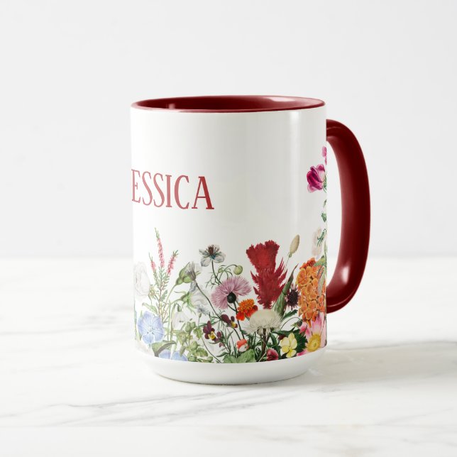 Personalisierter Blumengarten Farbige Blume Tasse (VorderseiteRechts)