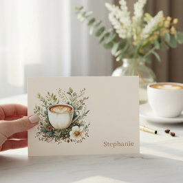 Personalisierter Blumenkaffeebecher Mitteilungskarte