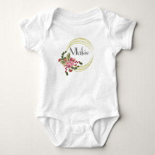 Personalisierter Blumenkranz Baby-Body mit Namen Baby Strampler