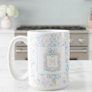 Personalisierter Blumenmonogramm-Becher Kaffeetasse