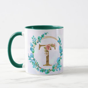 Personalisierter Blumenmonogramm-Becher, von A bis Tasse