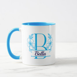 Personalisierter Blumenmonogramm-Buchstabe B Beche Tasse