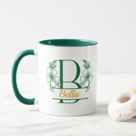 Personalisierter Blumenmonogramm-Buchstabe B Beche Tasse