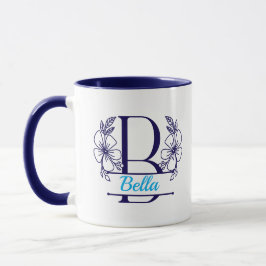 Personalisierter Blumenmonogramm-Buchstabe B Beche Tasse