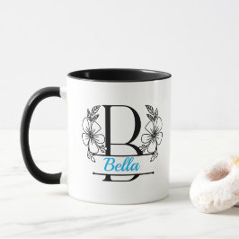 Personalisierter Blumenmonogramm-Buchstabe B Beche Tasse