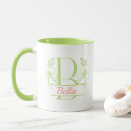 Personalisierter Blumenmonogramm-Buchstabe B Beche Tasse