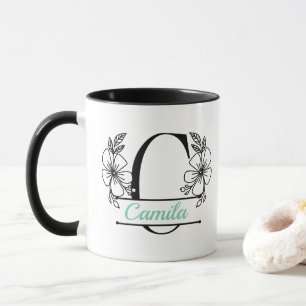 Personalisierter Blumenmonogramm-Buchstabe C Beche Tasse