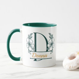 Personalisierter Blumenmonogramm-Buchstabe D Beche Tasse