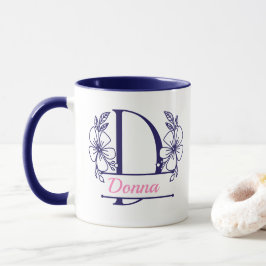 Personalisierter Blumenmonogramm-Buchstabe D Beche Tasse