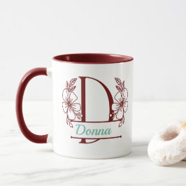 Personalisierter Blumenmonogramm-Buchstabe D Beche Tasse