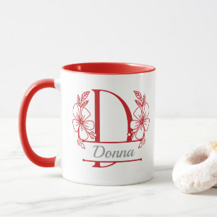 Personalisierter Blumenmonogramm-Buchstabe D Beche Tasse