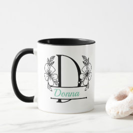 Personalisierter Blumenmonogramm-Buchstabe D Beche Tasse