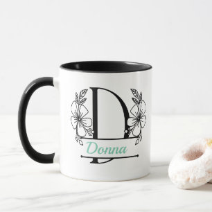 Personalisierter Blumenmonogramm-Buchstabe D Beche Tasse