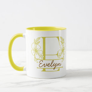 Personalisierter Blumenmonogramm-Buchstabe E Beche Tasse